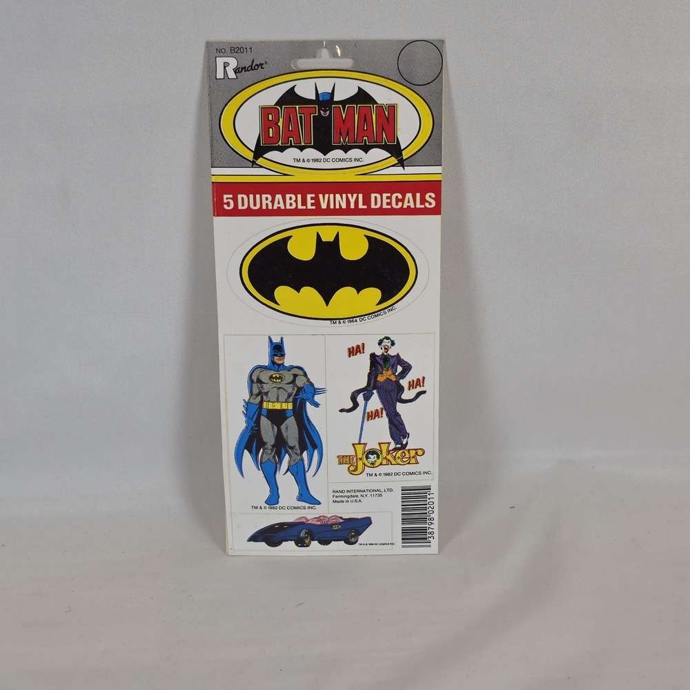 Vintage 1982 1986 Batman Joker Batmobile Vinyl Decals Stickers Sheet Randor NOS
